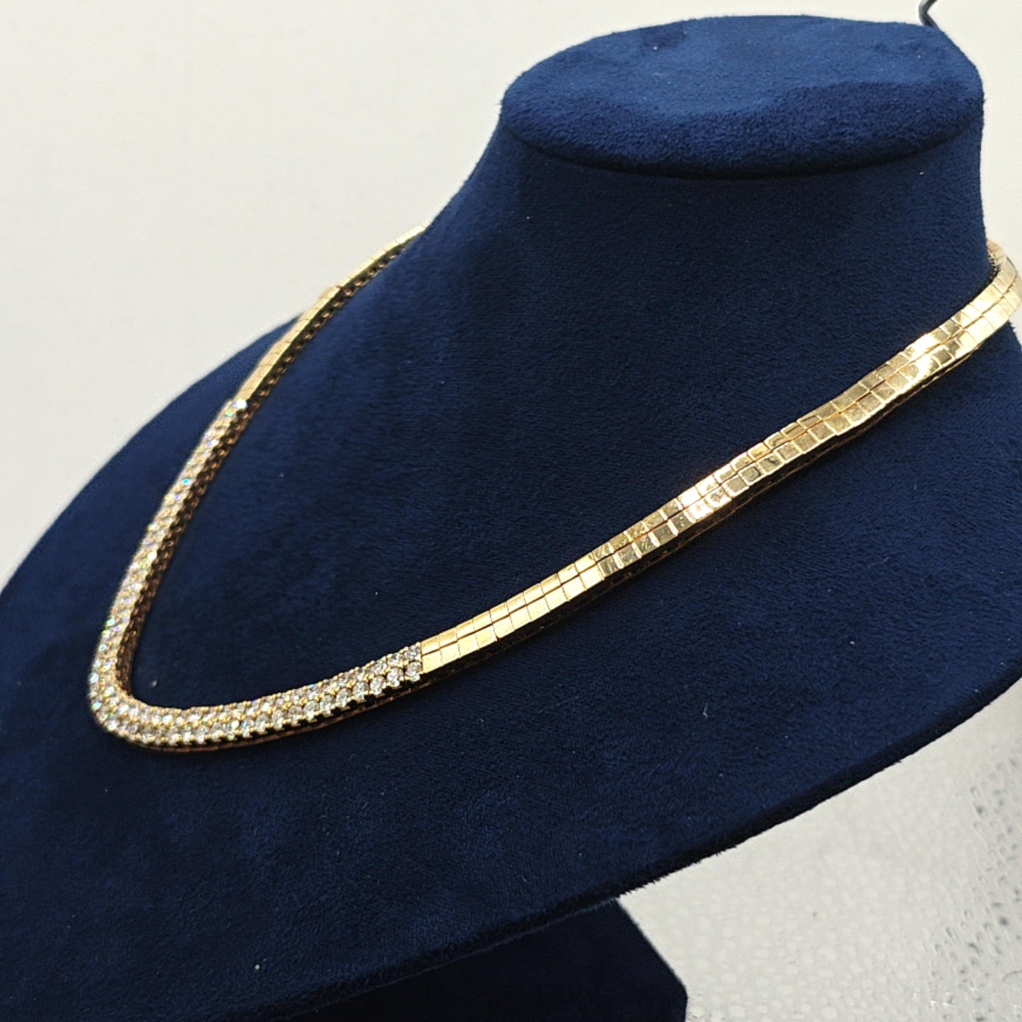 TWO ROW DIAMOND NECKLACE YELLOW GOLD