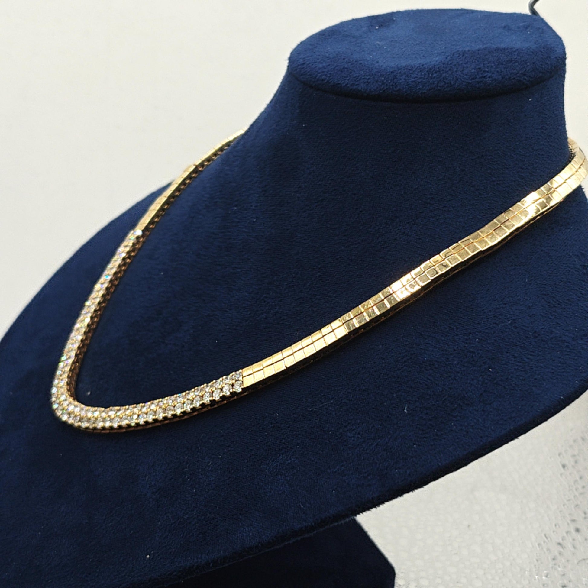 TWO ROW DIAMOND NECKLACE YELLOW GOLD