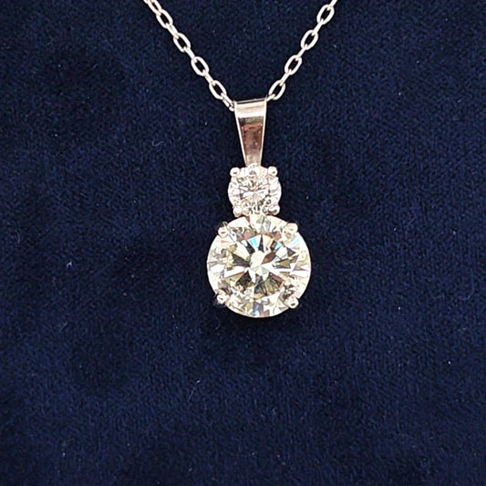 DIAMOND PENDANT WHITE GOLD NECKLACE 3.96 C.T.W