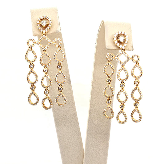 DANGLING DIAMOND EARRINGS 18KT YELLOW GOLD