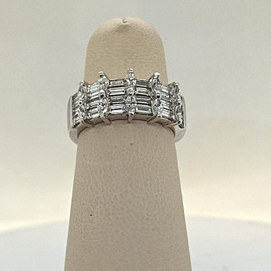 PLATINUM AND DIAMOND BAGUETTE & MARQUISE BAND RING 2.5CT