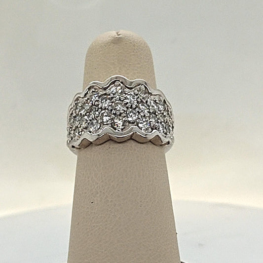 DIAMOND PAVE CLUSTER BAND RING 14K WHITE GOLD 2.05 CTW