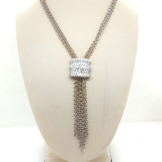 DIAMOND TASSEL NECKLACE WHITE GOLD AND PLATINUM 1.34CT