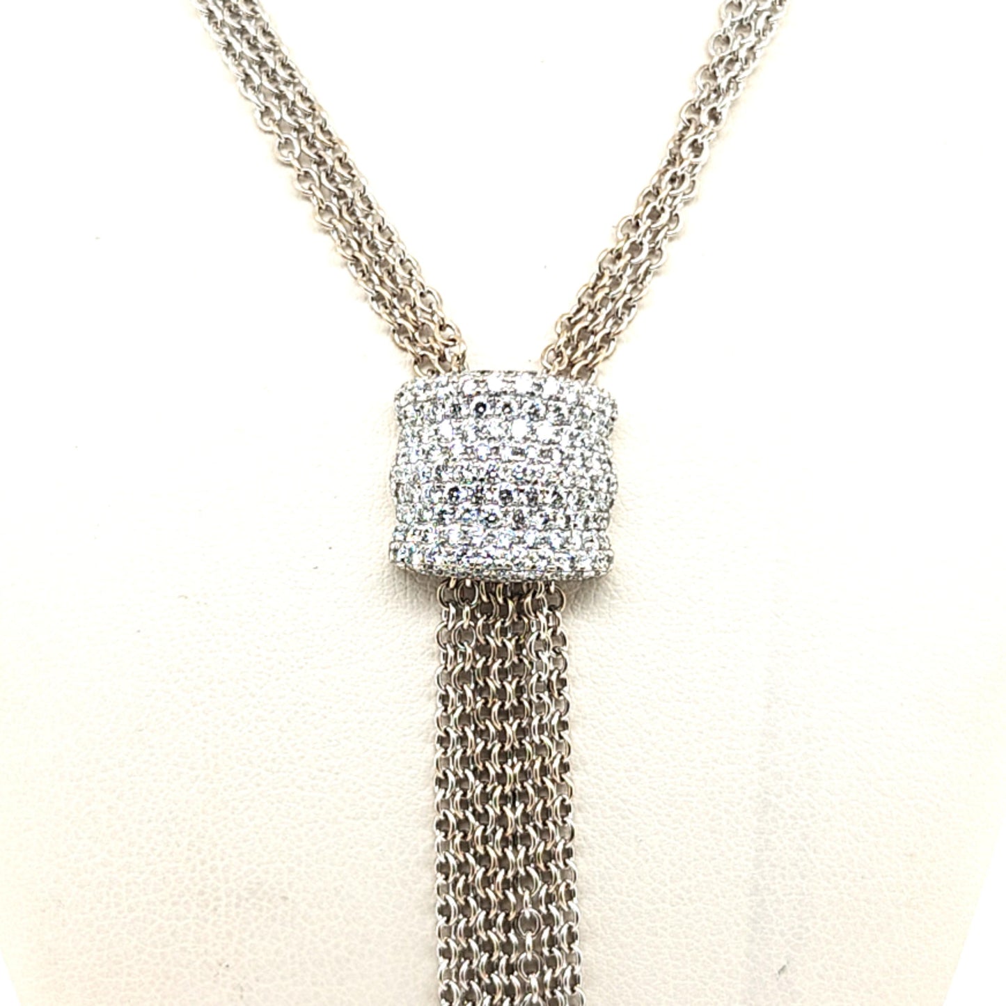 DIAMOND TASSEL NECKLACE WHITE GOLD AND PLATINUM 1.34CT