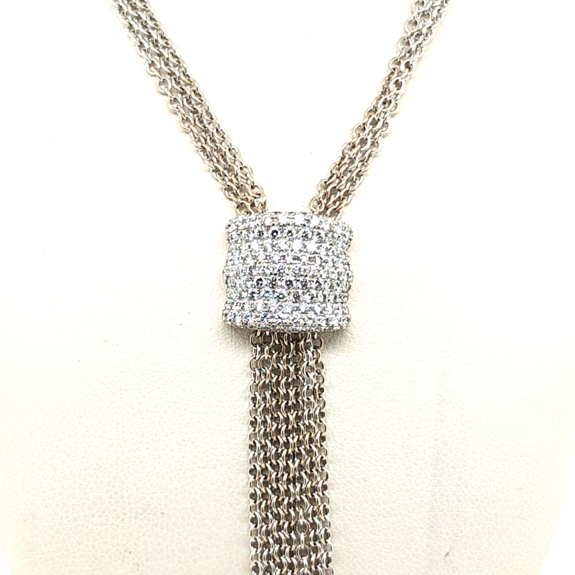 DIAMOND TASSEL NECKLACE WHITE GOLD AND PLATINUM 1.34CT