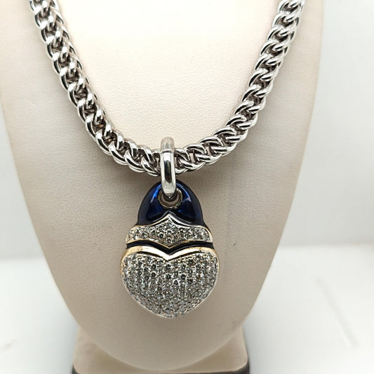 SOHO WHITE GOLD NECKLACE WITH DIAMOND HEART PENDANT 3.3CT