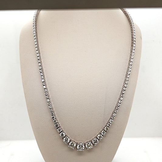 RIVIERA GRADUATED DIAMOND TENNIS NECKLACE WHITE GOLD 8.10CT
