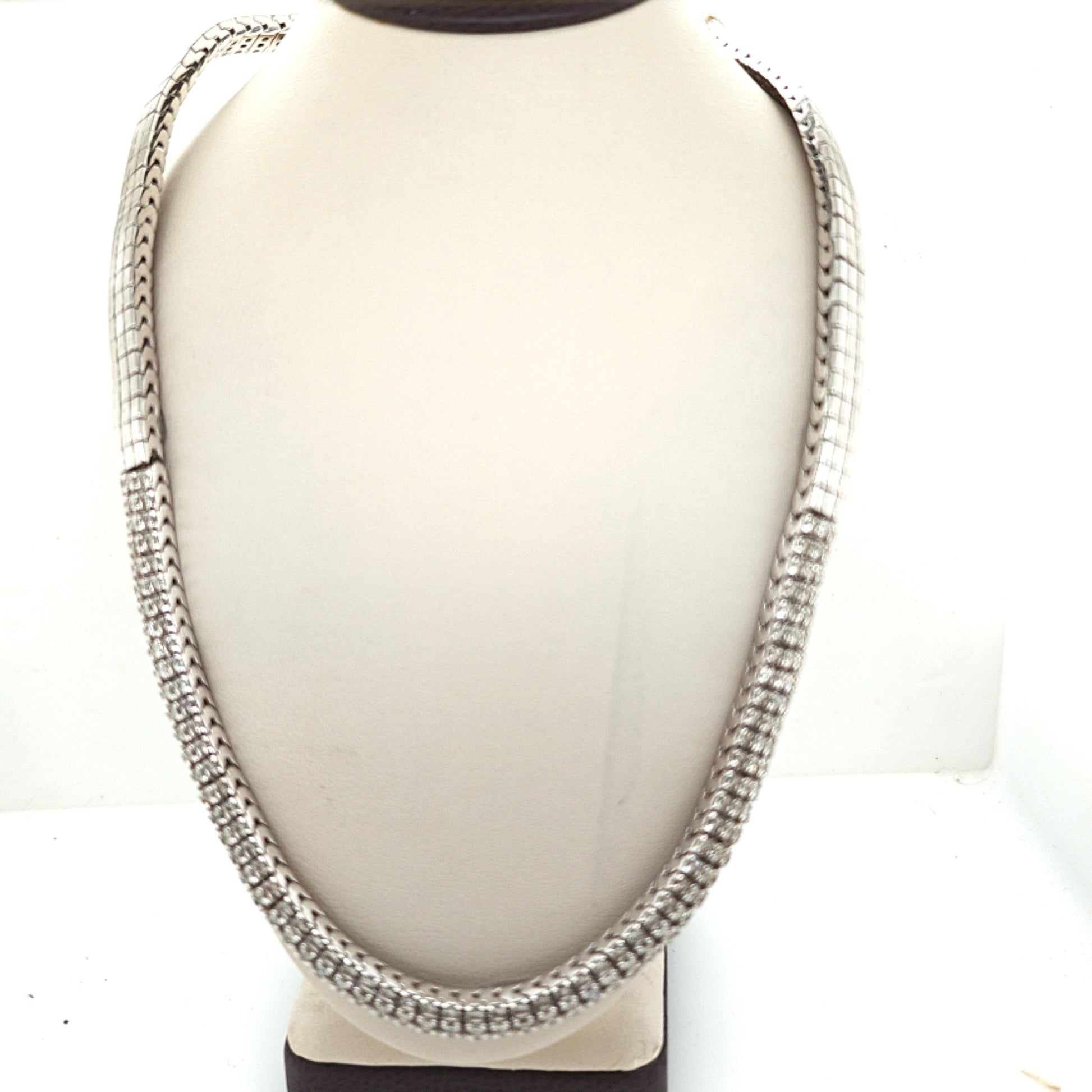 DIAMOND NECKLACE 3 ROWS OF DIAMONDS 7.65CT WHITE GOLD