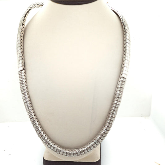 DIAMOND NECKLACE 3 ROWS OF DIAMONDS 7.65CT WHITE GOLD