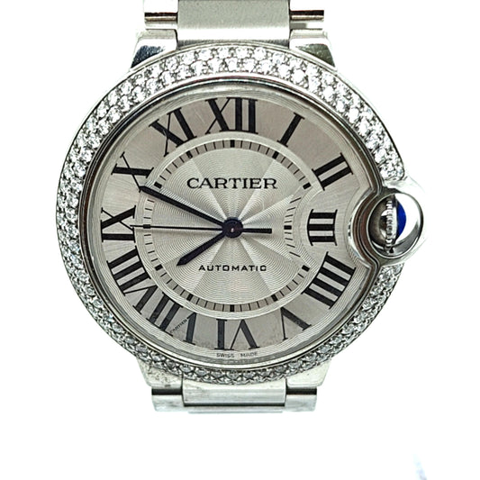 CARTIER BALLON BLEU DIAMOND BEZEL WITH CARD 36MM