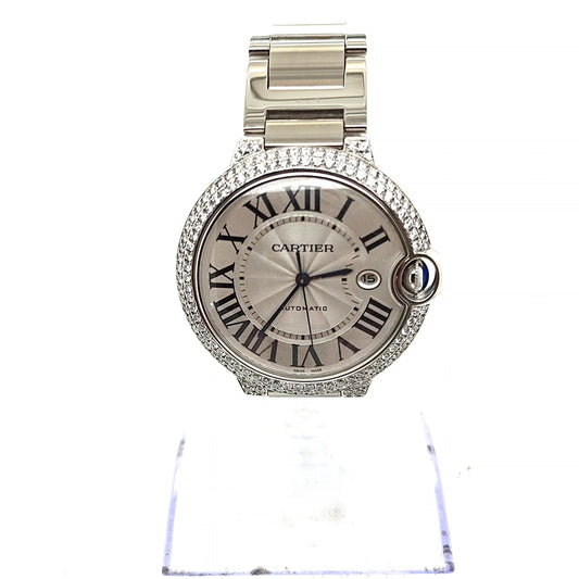 CARTIER BALLON BLEU DIAMOND LUGS AND BEZEL 42MM STEEL