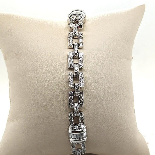 DIAMOND BRACELET ROUND AND BAGUETTE 5.35CT WHITE GOLD