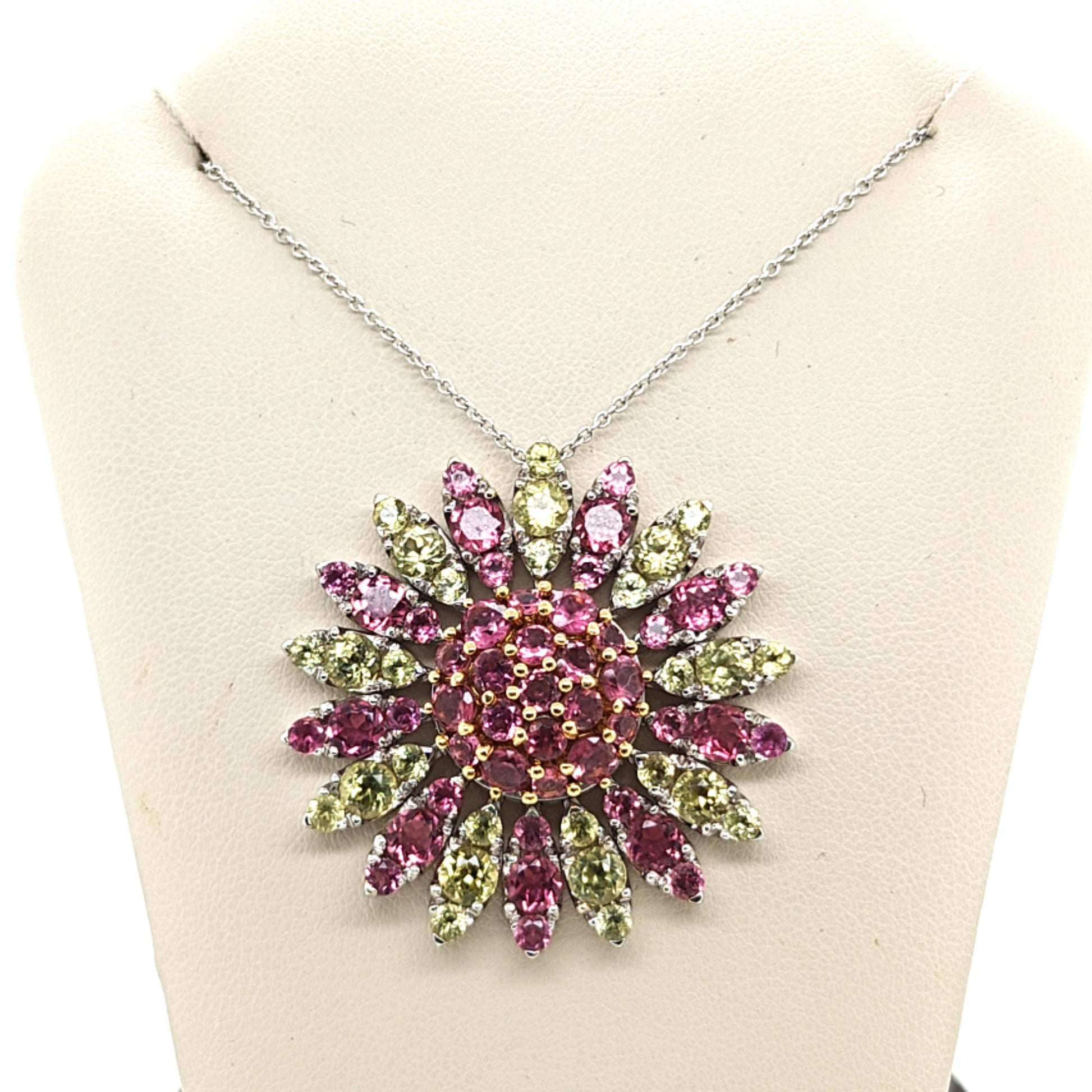 PASQUALE BRUNI LARGE FLOWER PENDANT NECKLACE WHITE GOLD