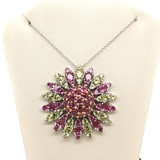 PASQUALE BRUNI LARGE FLOWER PENDANT NECKLACE WHITE GOLD