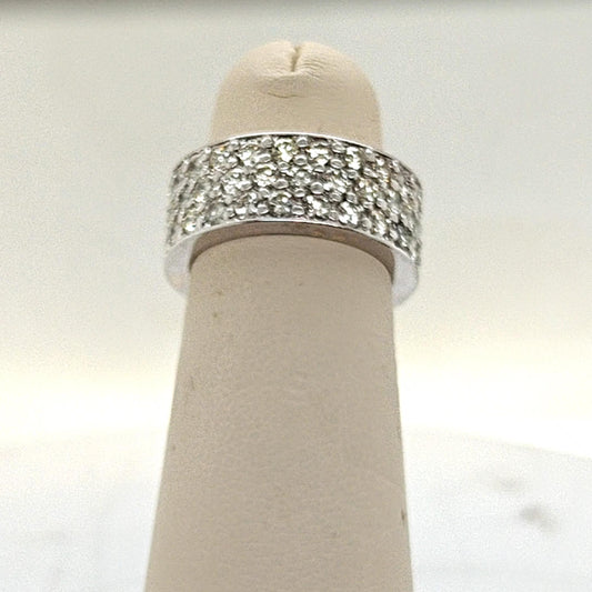 ETERNITY BAND 3 ROWS OF PAVE DIAMONDS WHITE GOLD 3.65CT