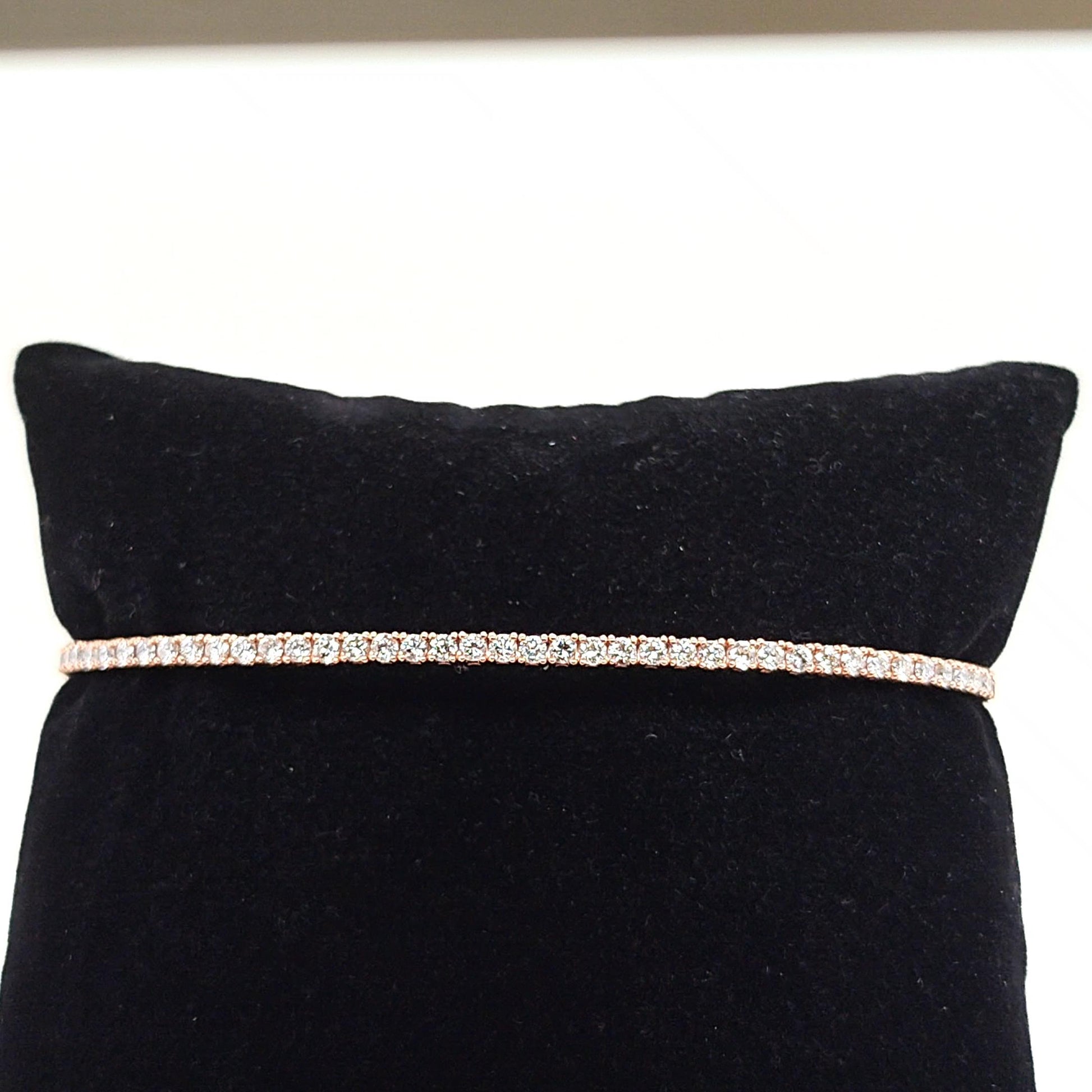 DIAMOND BANGLE TENNIS BRACELET FLEXIBLE ROSE GOLD 1.08CT