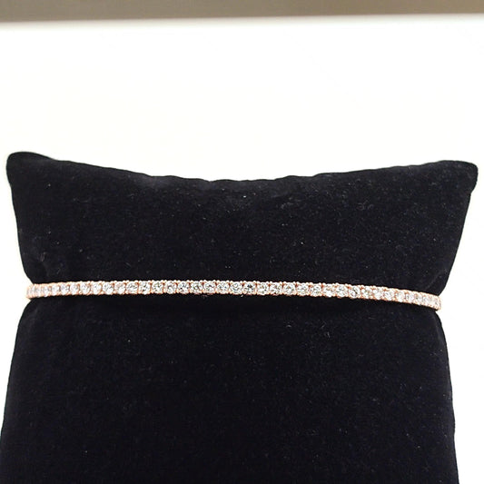 DIAMOND BANGLE TENNIS BRACELET FLEXIBLE ROSE GOLD 1.08CT