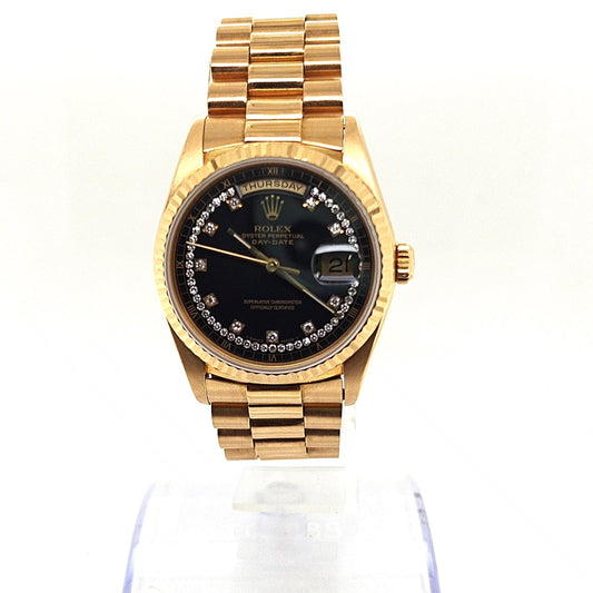 ROLEX DAY DATE PRESIDENT 36MM YELLOW GOLD DIAMOND STRING DIAL