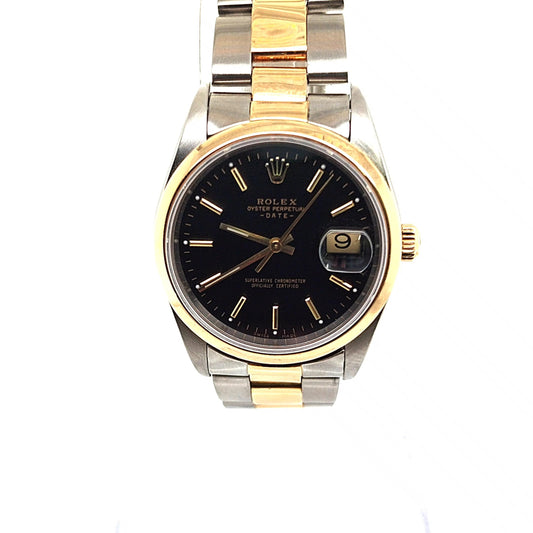 ROLEX DATE TWO TONE 34MM BLACK DIAL