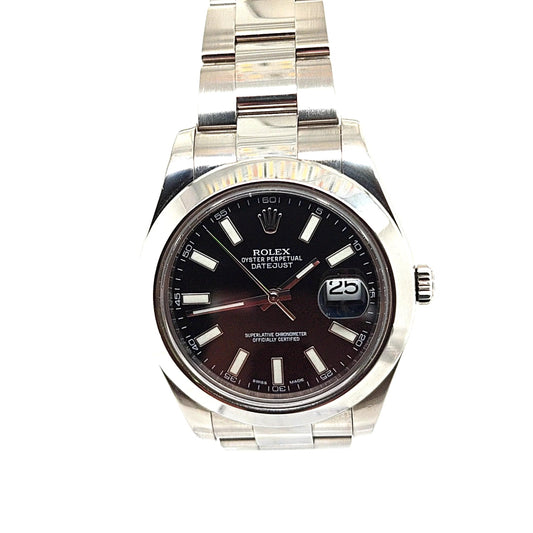 ROLEX DATEJUST 41MM STEEL OYSTER BLACK DIAL