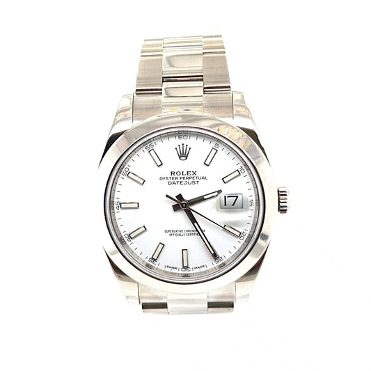 ROLEX DATEJUST 41MM STEEL OYSTER WHITE DIAL