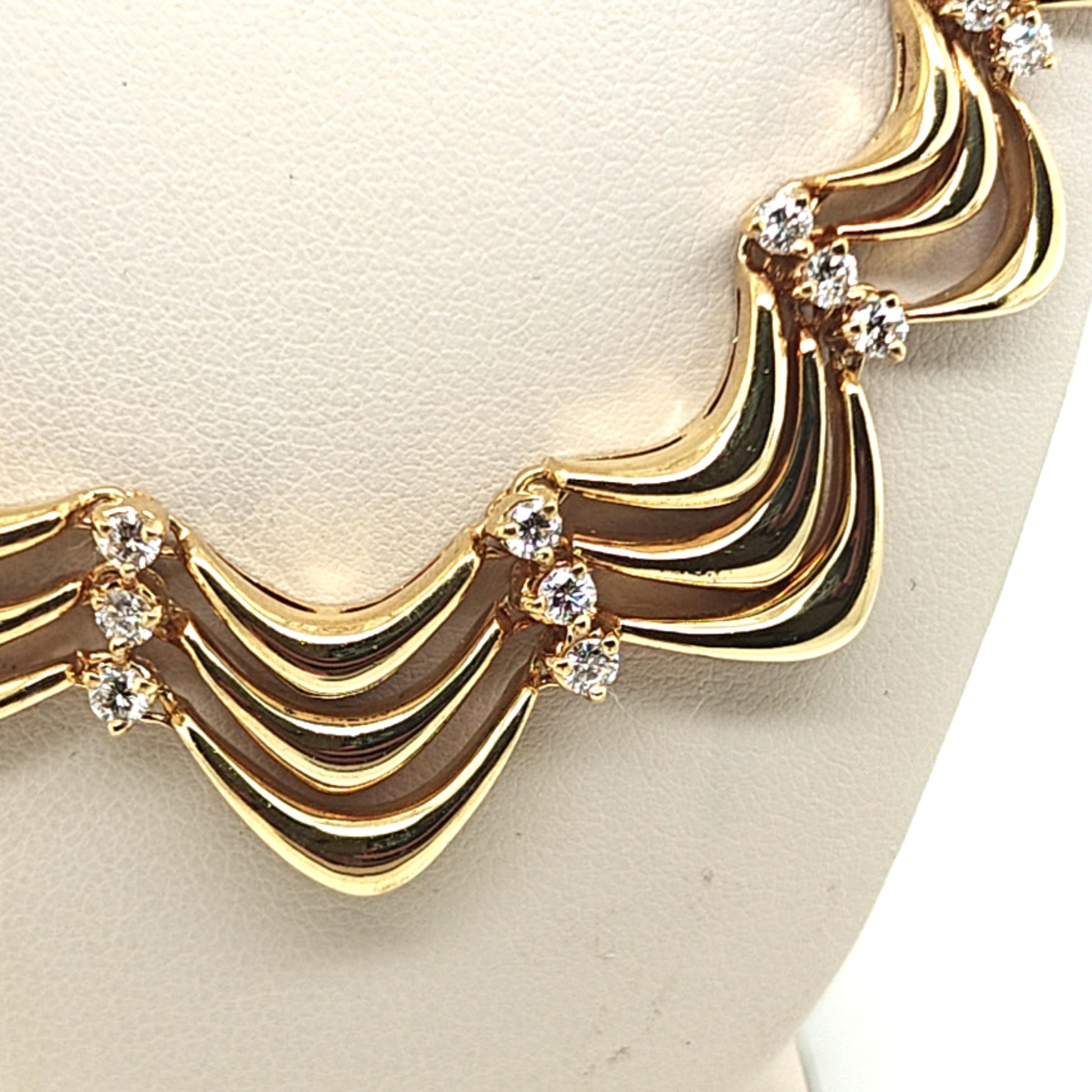 DIAMOND NECKLACE FLEXIBLE 3 ROW YELLOW GOLD