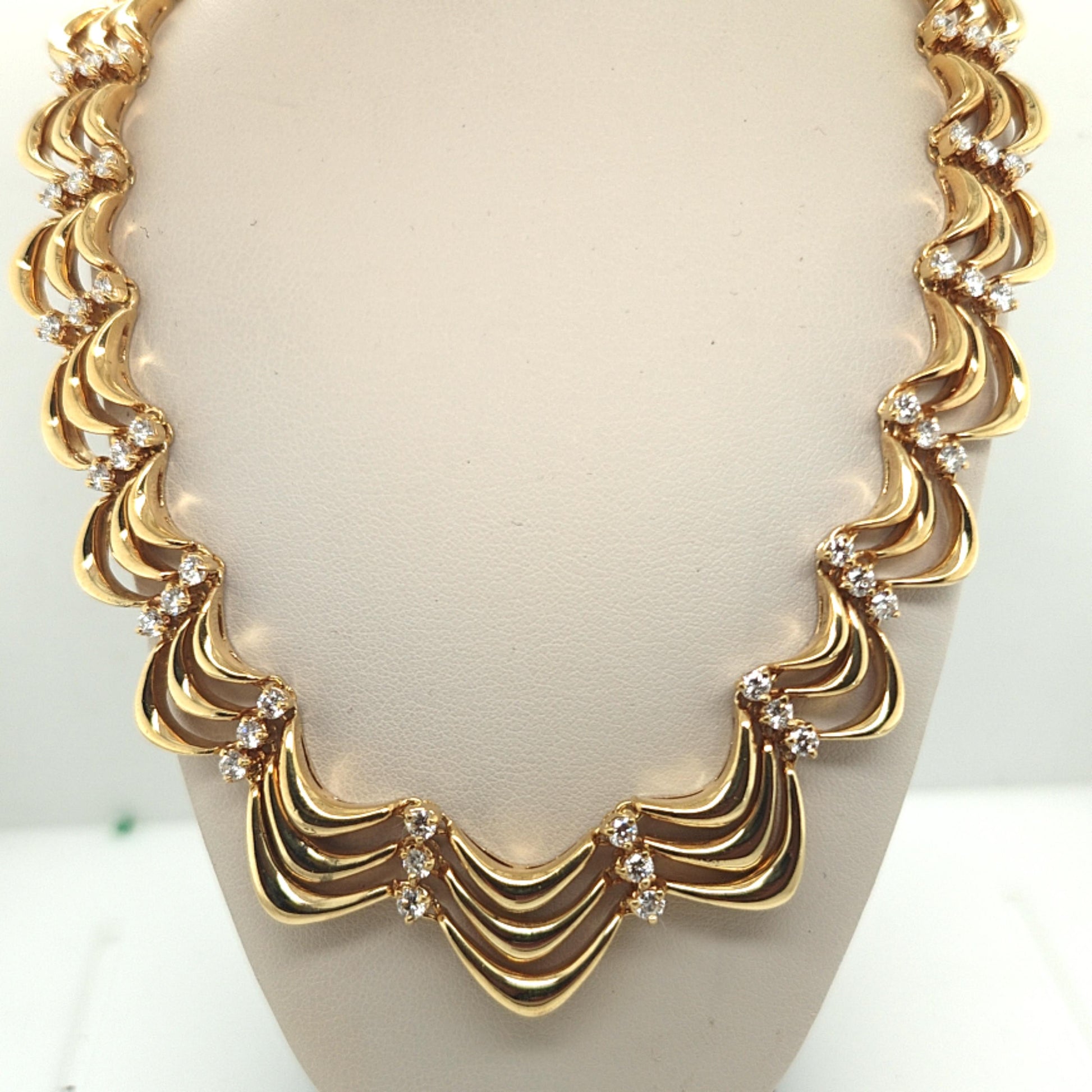DIAMOND NECKLACE FLEXIBLE 3 ROW YELLOW GOLD