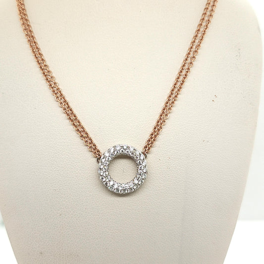 14kt rose  gold diamonds circle pendant