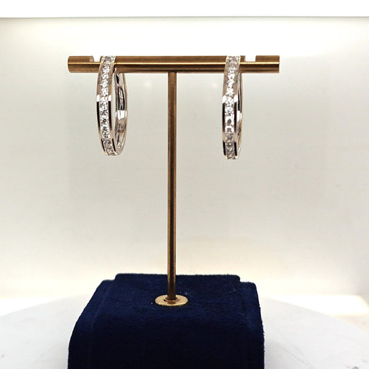 DIAMOND HOOP EARRINGS WHITE GOLD 1.51CT