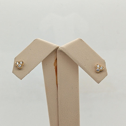 DIAMOND CLUSTER EARRINGS SMALL YELLOW GOLD 0.12CTW