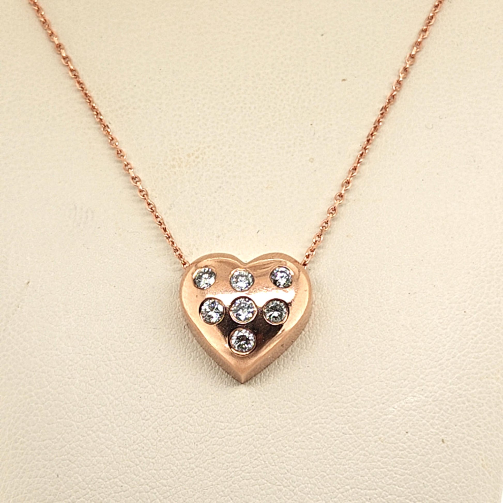 DIAMOND HEART PENDANT NECKLACE 0.56CT ROSE GOLD