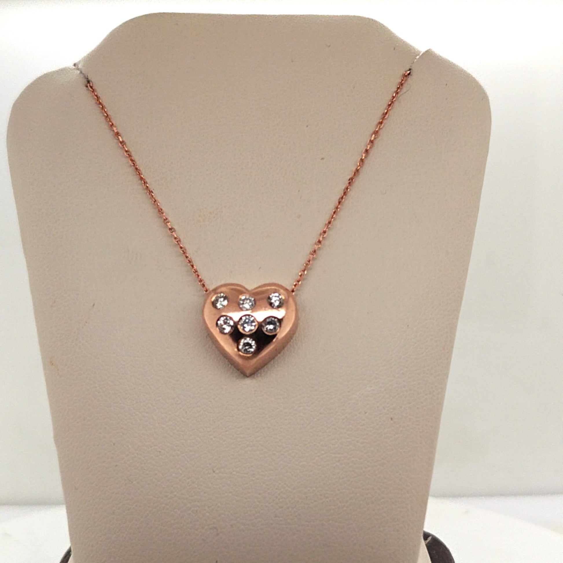 DIAMOND HEART PENDANT NECKLACE 0.56CT ROSE GOLD