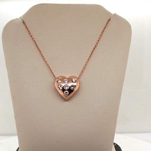DIAMOND HEART PENDANT NECKLACE 0.56CT ROSE GOLD