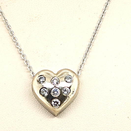 DIAMOND HEART PENDANT NECKLACE 0.56CT WHITE GOLD