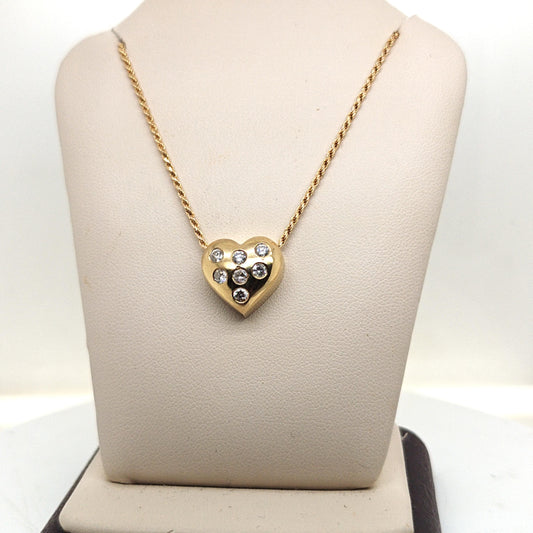 DIAMOND HEART PENDANT NECKLACE 0.56CT YELLOW GOLD