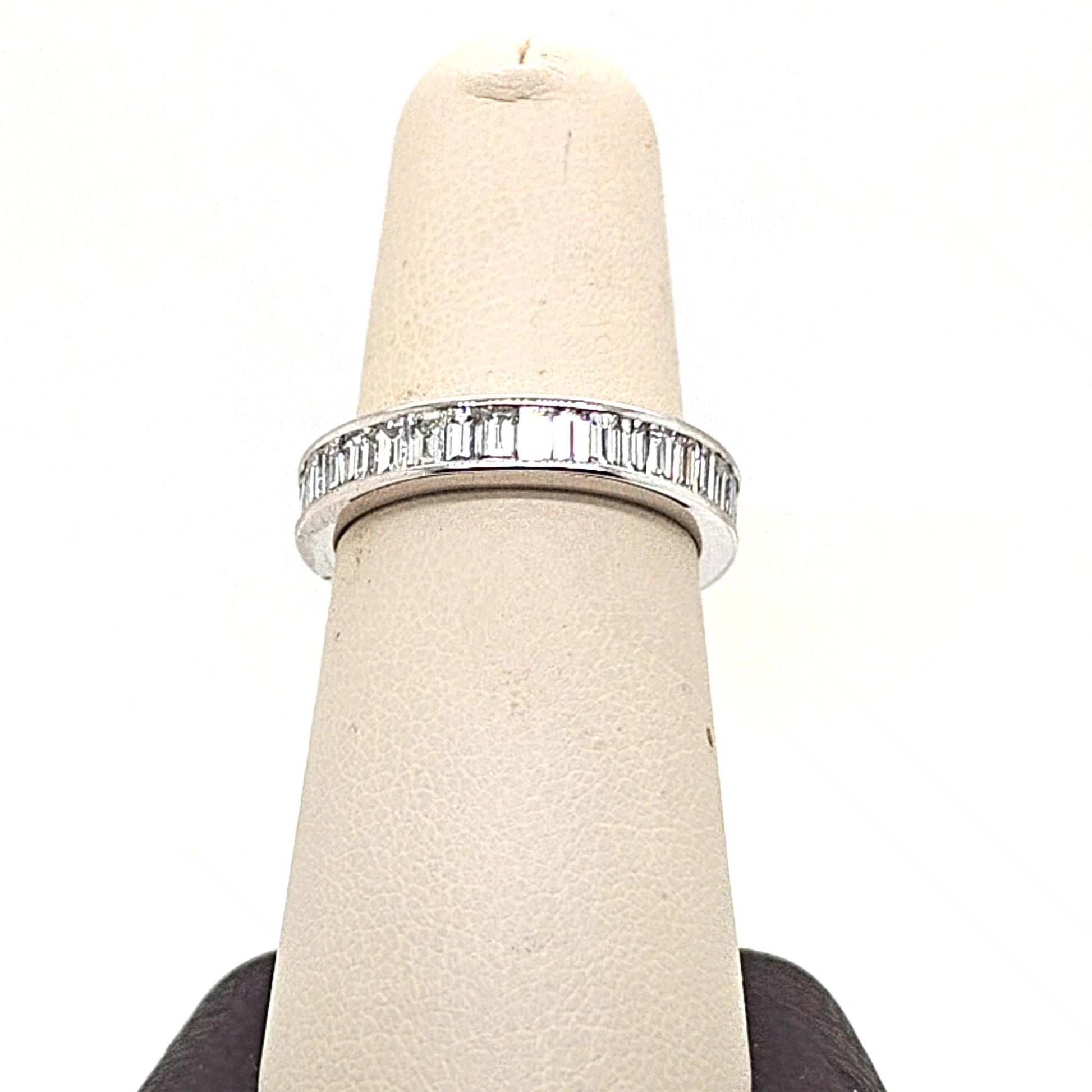 DIAMOND ETERNITY BAND EMERALD CUT 3.88CT WHITE GOLD