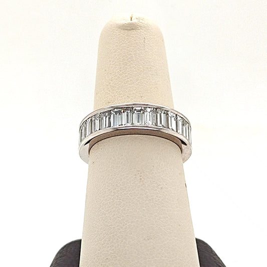 DIAMOND ETERNITY BAND EMERALD CUT 5.35CT WHITE GOLD