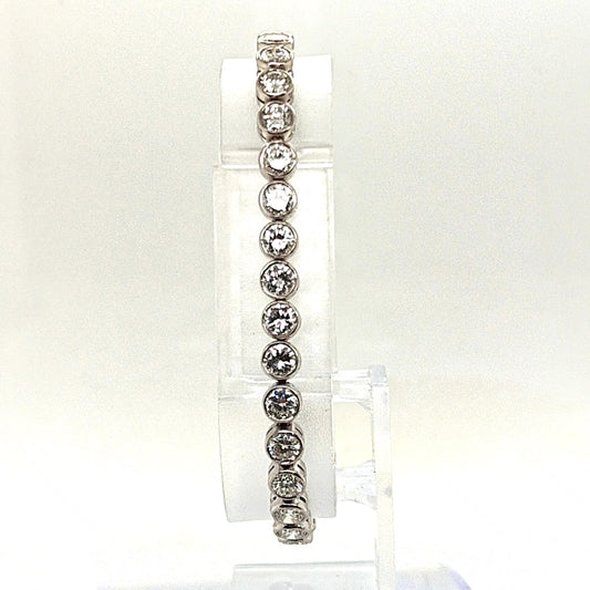 DIAMOND TENNIS BRACELET BEZEL SET 7.56CT WHITE GOLD