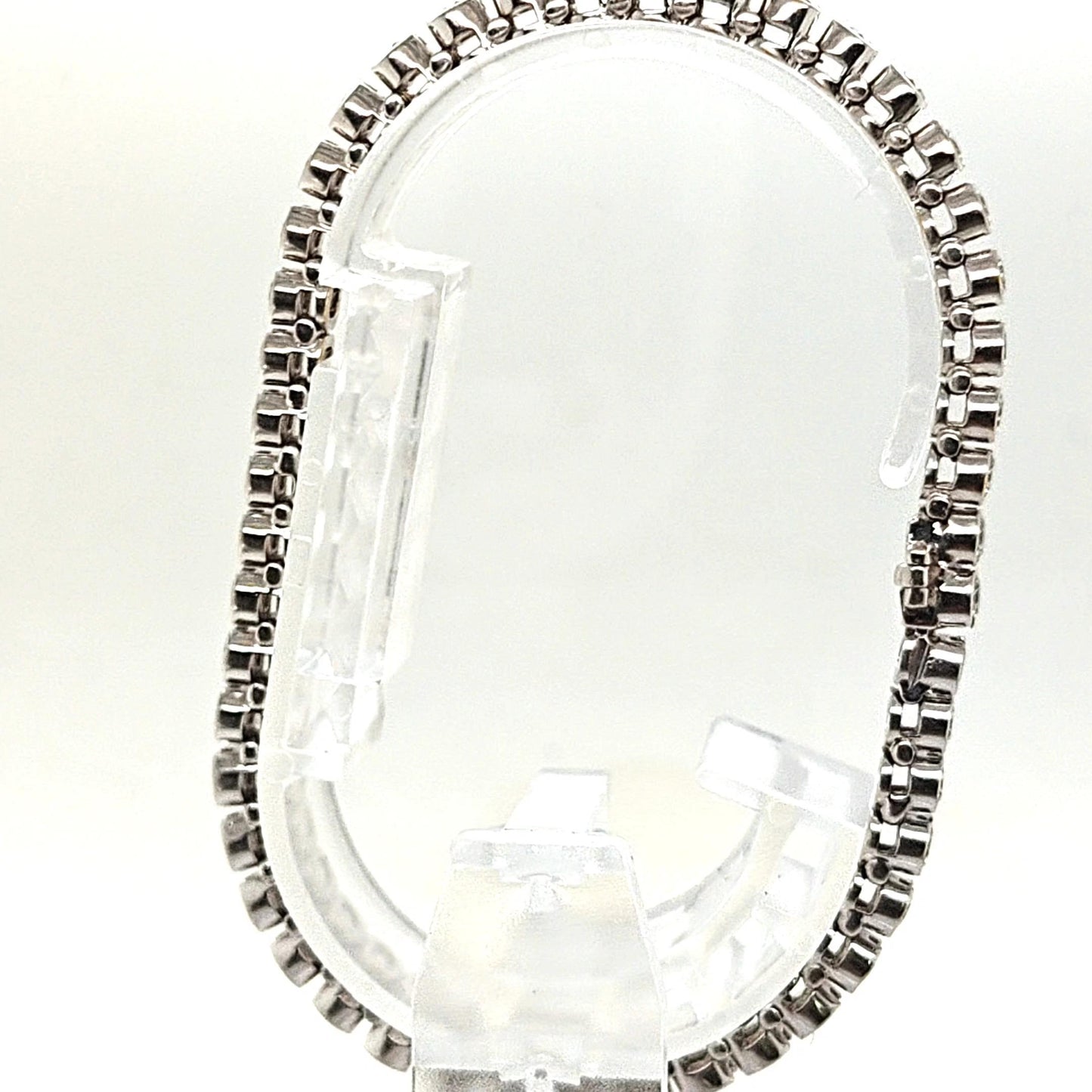 DIAMOND TENNIS BRACELET HALF BEZEL SET 6.35CT WHITE GOLD