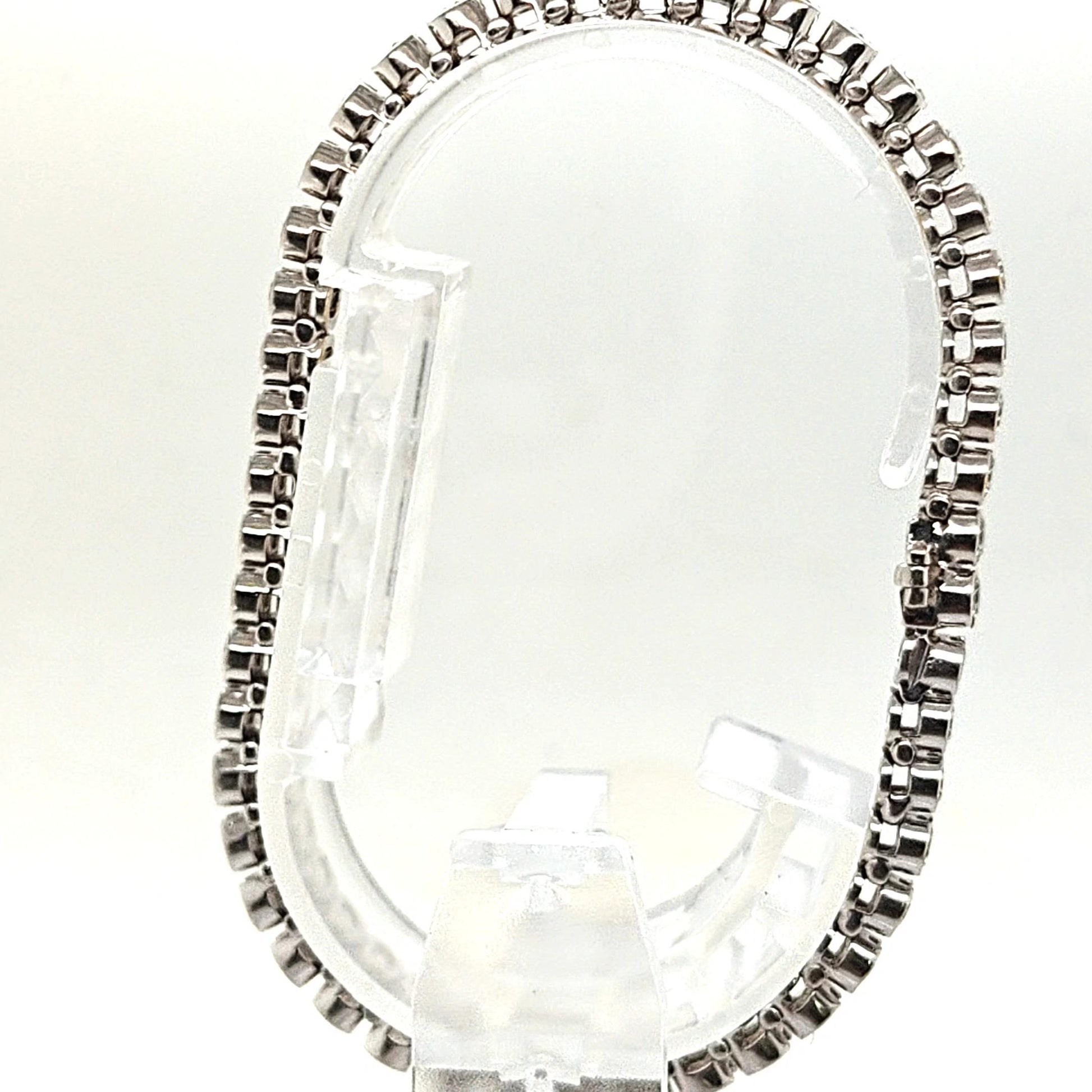 DIAMOND TENNIS BRACELET HALF BEZEL SET 6.35CT WHITE GOLD