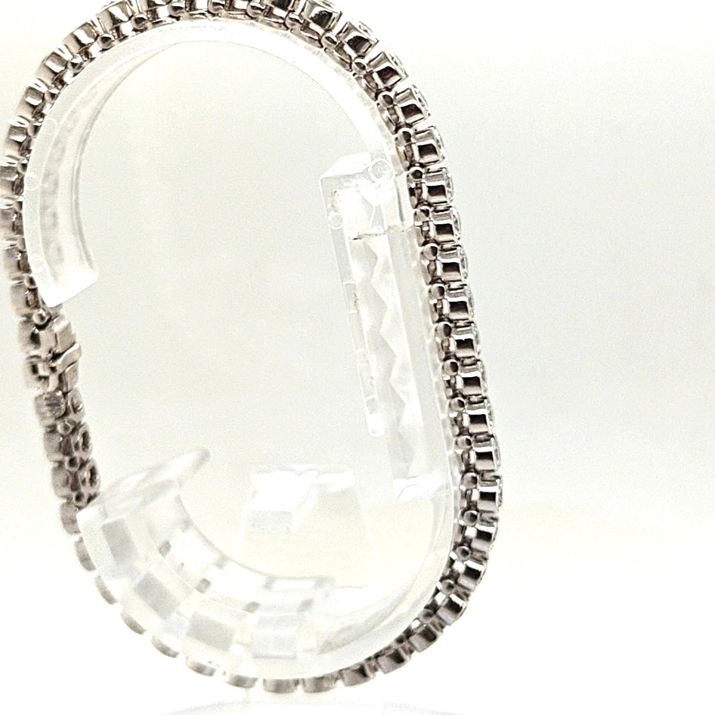 DIAMOND TENNIS BRACELET HALF BEZEL SET 6.35CT WHITE GOLD
