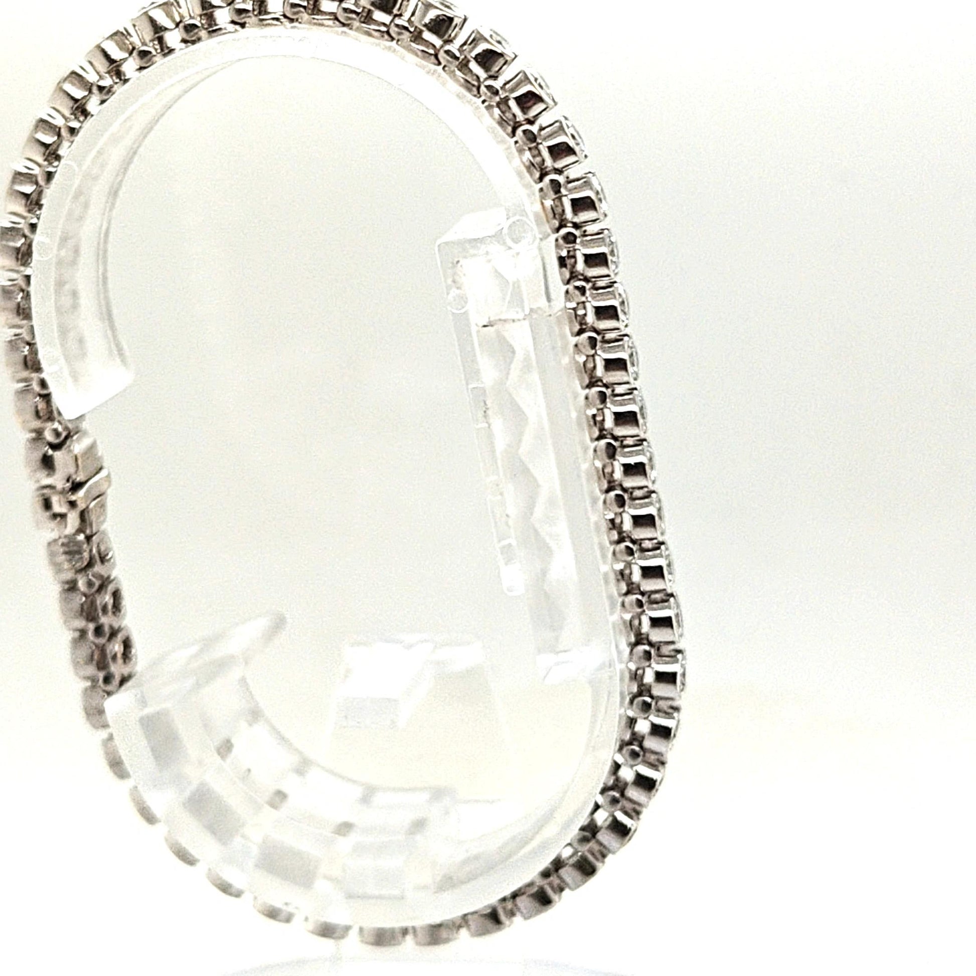 DIAMOND TENNIS BRACELET HALF BEZEL SET 6.35CT WHITE GOLD