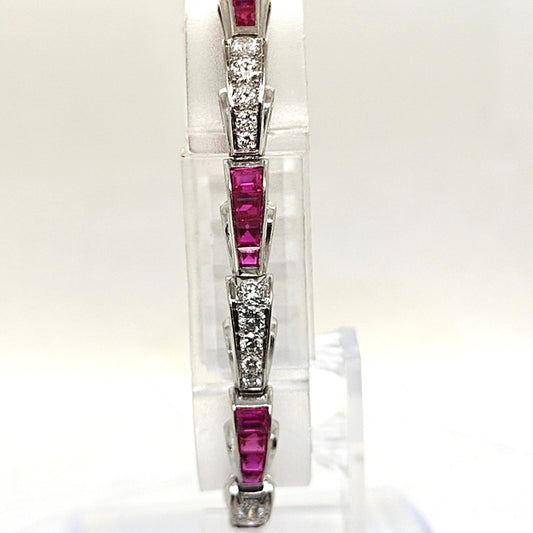 DIAMOND AND RUBY BRACELET PLATINUM