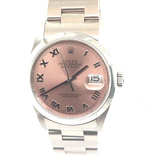 ROLEX DATEJUST PINK ROMAN DIAL OYSTER BRACELET 36MM