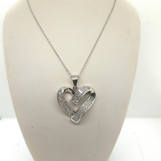 DIAMOND HEART PENDANT NECKLACE 2.0CT INVISIBLE SETTING WHITE GOLD