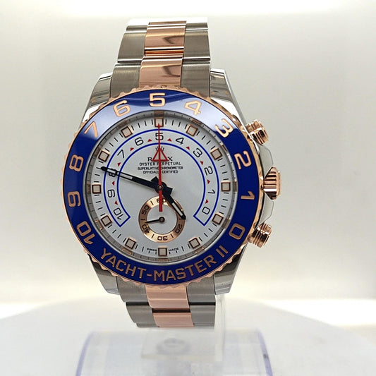 ROLEX YACHT-MASTER II ROSE GOLD AND STAINLESS WITH CARD 44MM