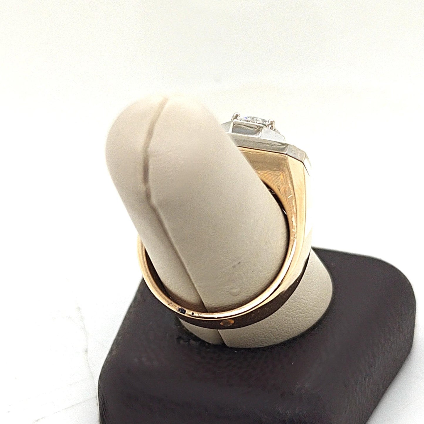 MEN'S DIAMOND SOLITAIRE RING TWO TONE 1.29CT