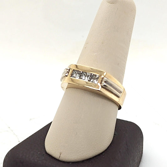 MENS RING CHANNEL SET TWO TONE 14K 0.5CT