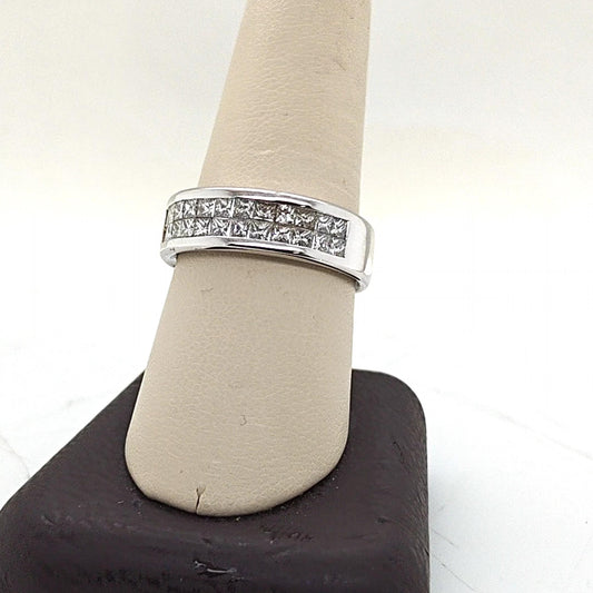 MENS DIAMOND WEDDING BAND INVISIBLE SET WHITE GOLD 1.05CT