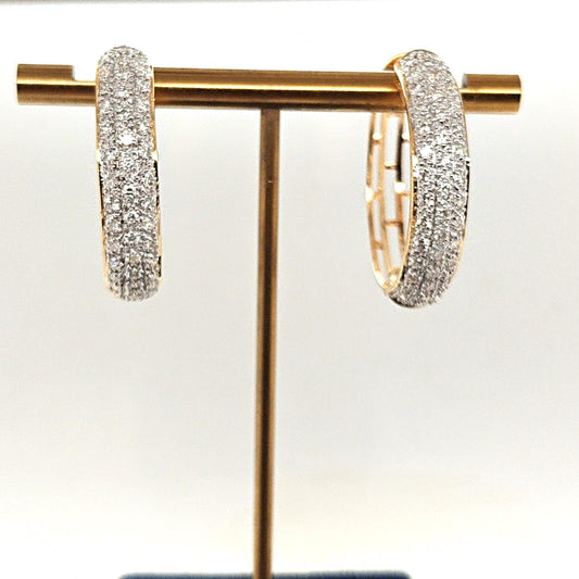 DIAMOND PAVE HOOP EARRINGS 2.24CT YELLOW GOLD